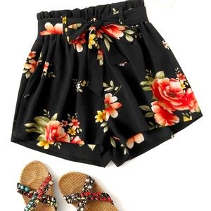 Floral Black Women's Shorts